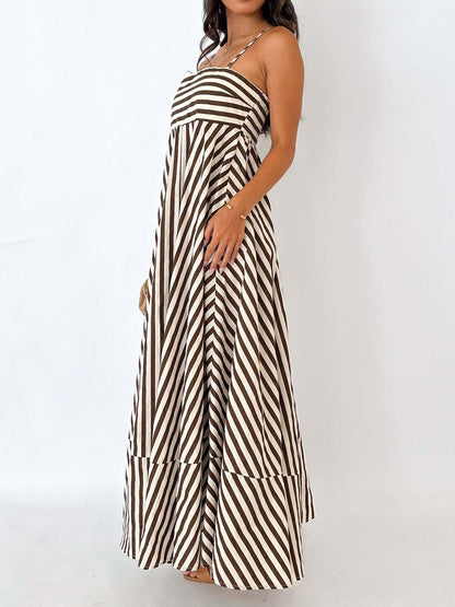 Emilia – Striped Pleated Cami Long Dress - Image 5