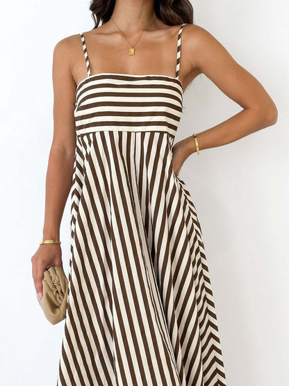 Emilia – Striped Pleated Cami Long Dress - Image 4