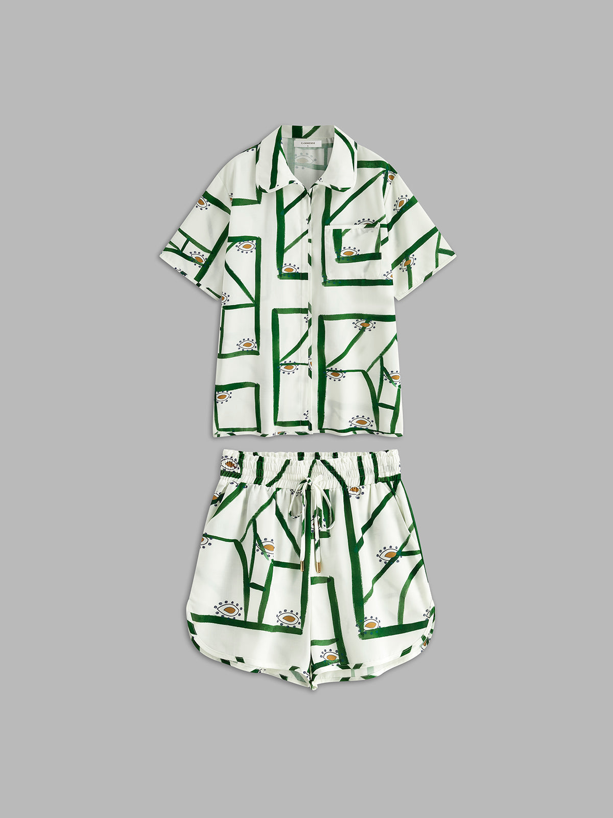 Paula – Wzorzysty letni zestaw szortów z wiązaniem