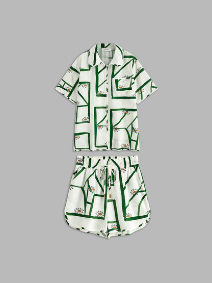 Paula – Wzorzysty letni zestaw szortów z wiązaniem