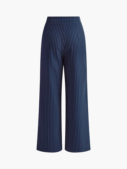 Charlotte – Pinstripe Pleated Wide-Leg Trousers - Image 6