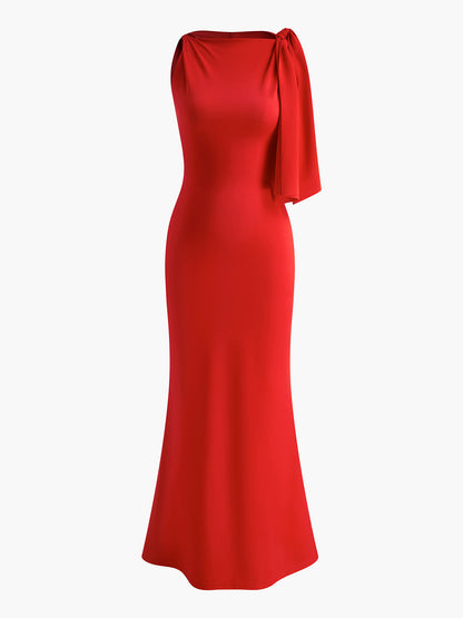 Carina – Elegant Knotted Sleeveless Long Dress - Image 9