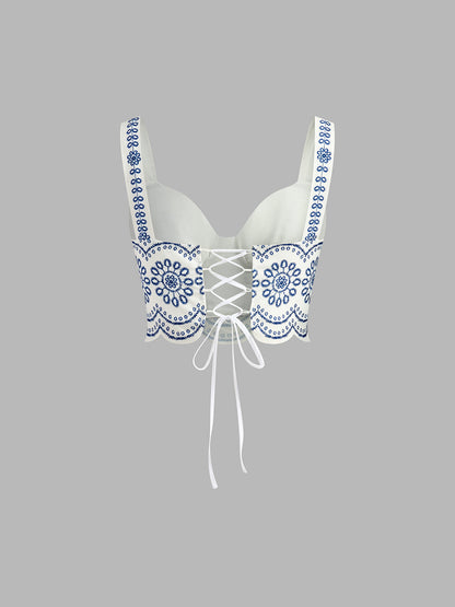 Mara – Printed Sleeveless Tie Back Skirt Set - Image 4