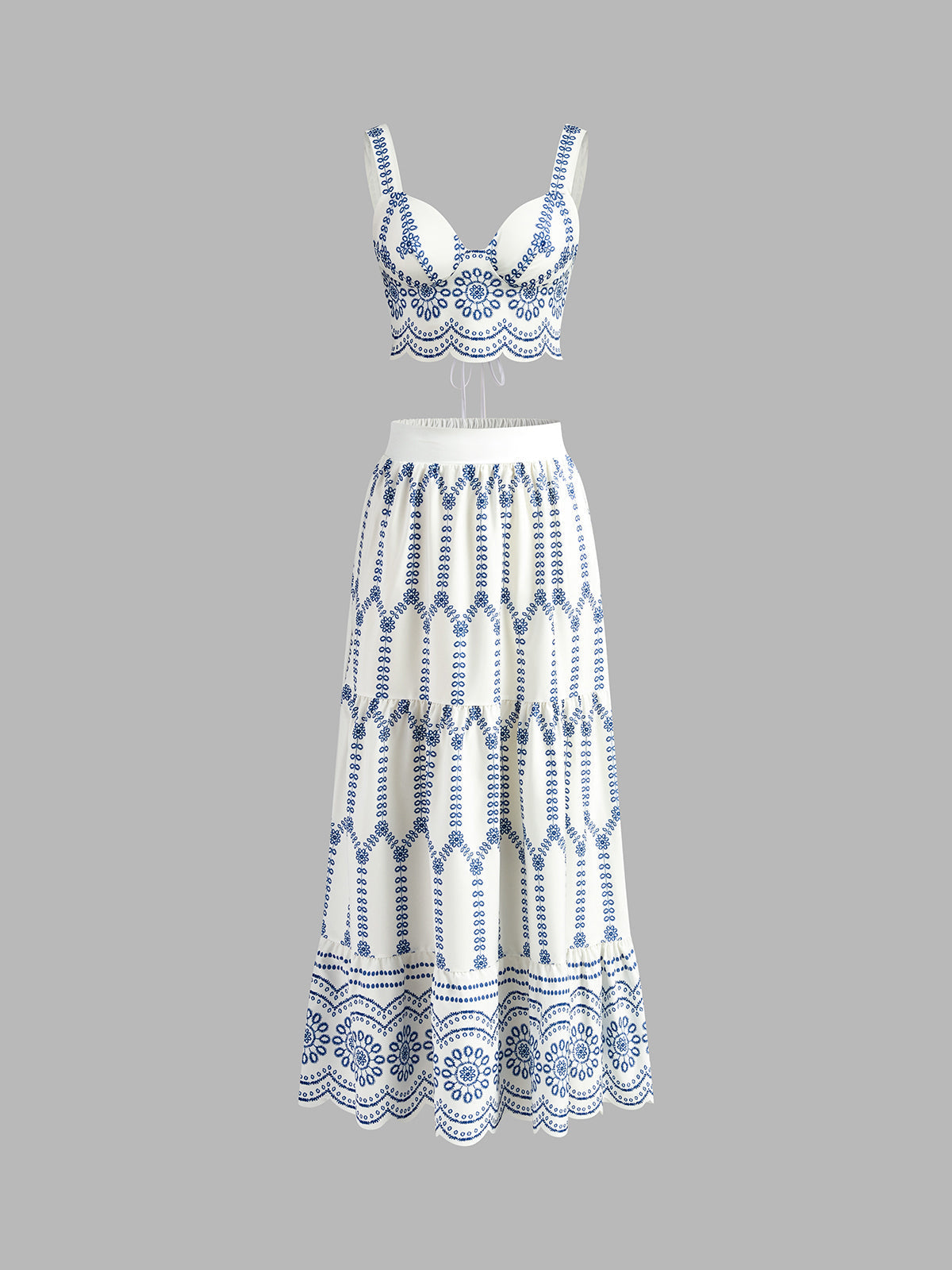 Isabel – Komplet z dekoracyjnym topem bez rękawów i spódnicą