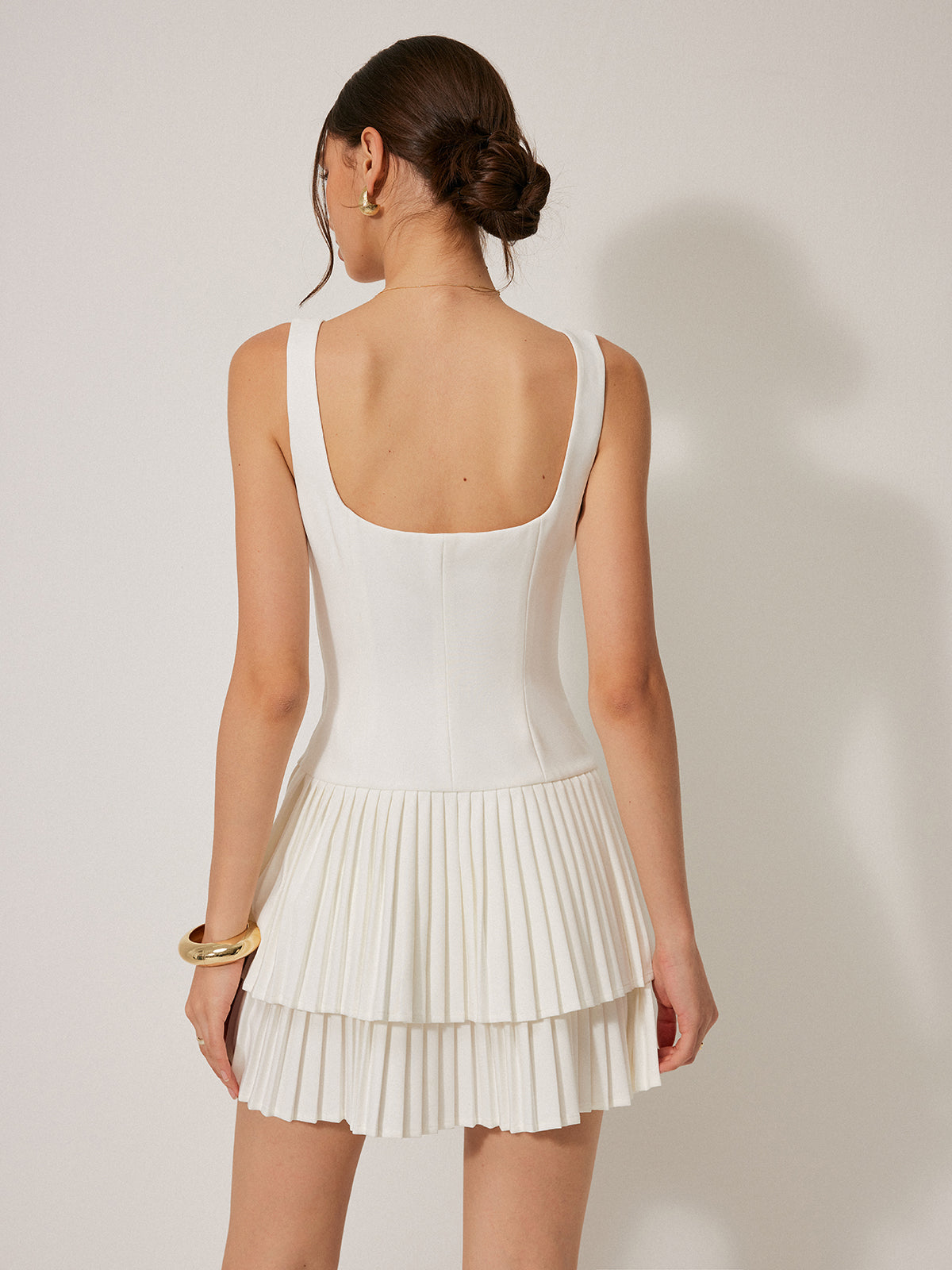 Lea – Square Neck Pleated Dress - Image 4