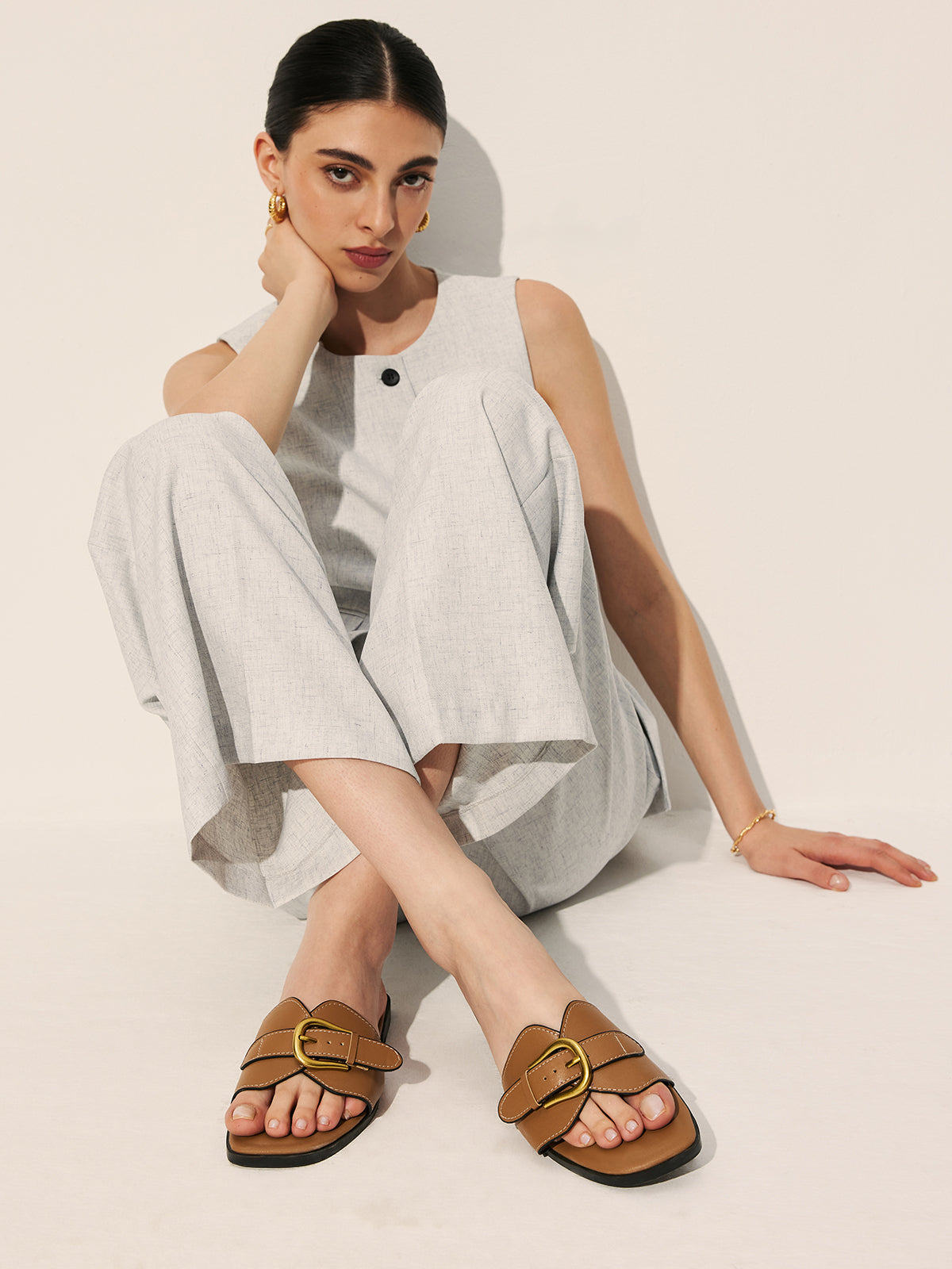 Sabine – Buckled Strap Slide Sandals - Image 3