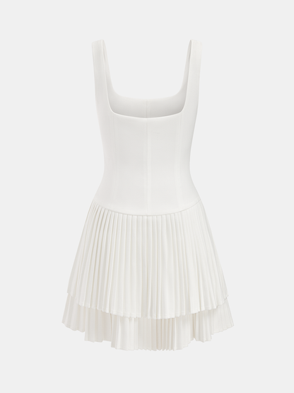 Lea – Square Neck Pleated Dress - Image 8