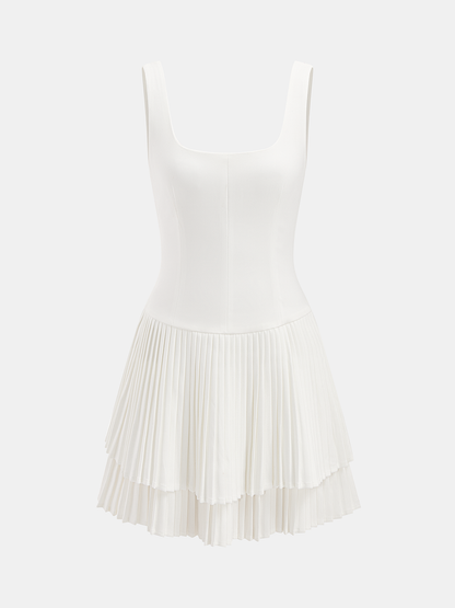 Lea – Square Neck Pleated Dress - Image 9