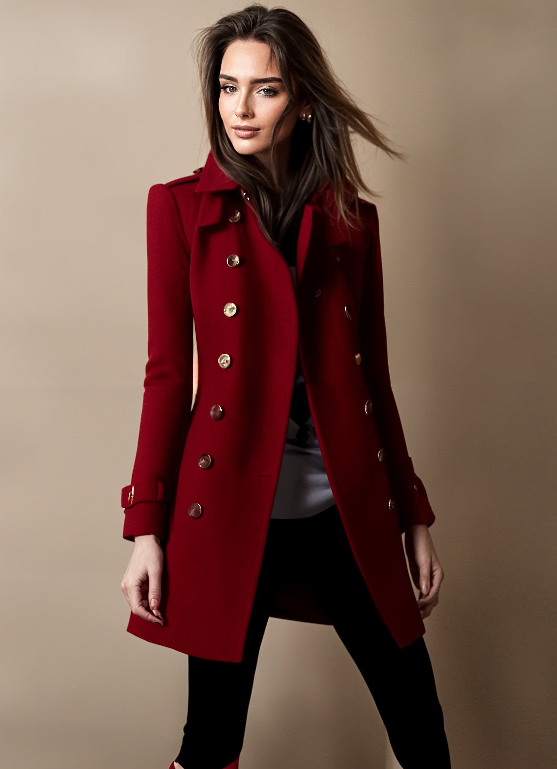 Monika – Dwurzędowy Elegancki Płaszcz