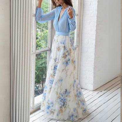 Ava – Elegant Maxi dress with floral neckline for Women - Image 3
