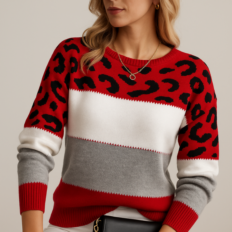 Chloe – Stylowy wzorzysty sweter damski