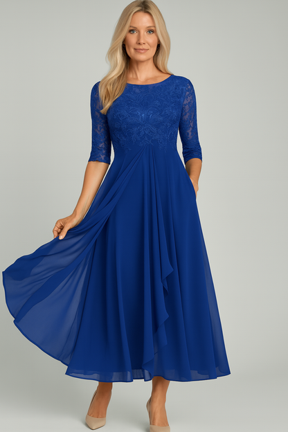 Beatriz – Elegancka Sukienka Midi z Koronkową Górą