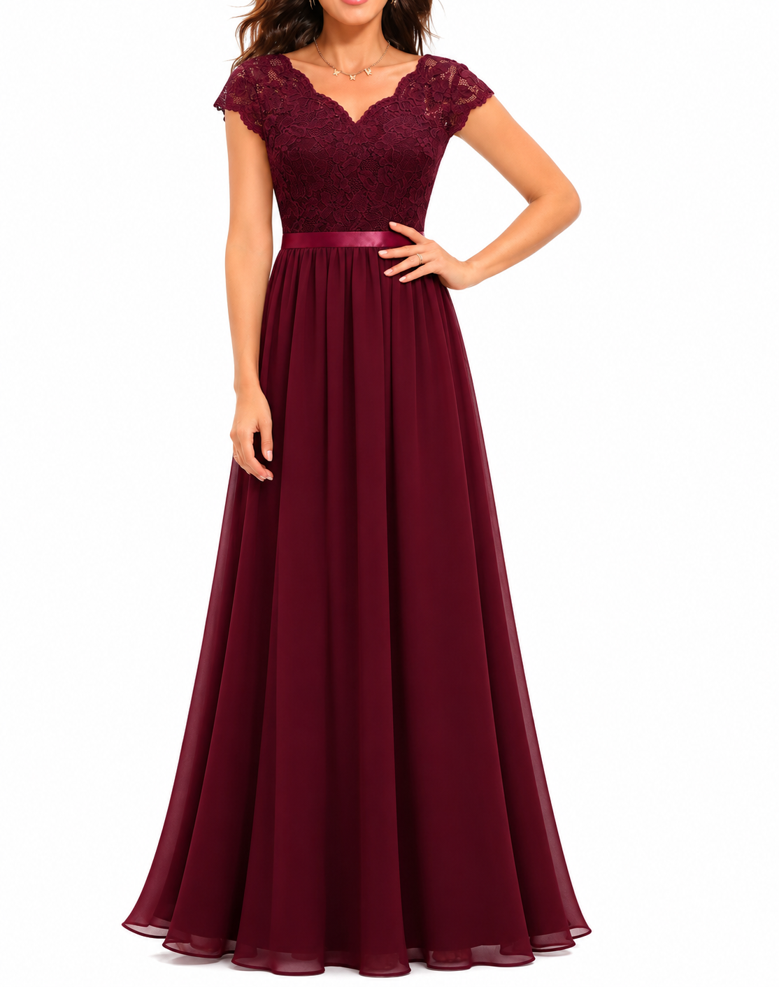 Sandra – Elegancka koronkowa suknia wieczorowa dla kobiet