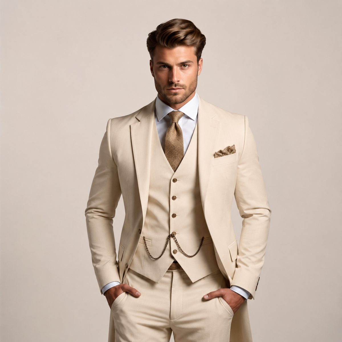 Garnitur męski trzyczęściowy damski slim fit z kamizelką - 1 - Livia-Moda