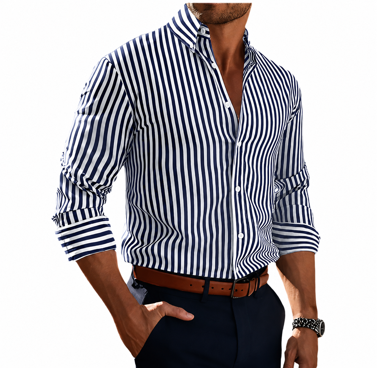 Oliver – Męska koszula w pionowe pasy o eleganckim, dopasowanym kroju