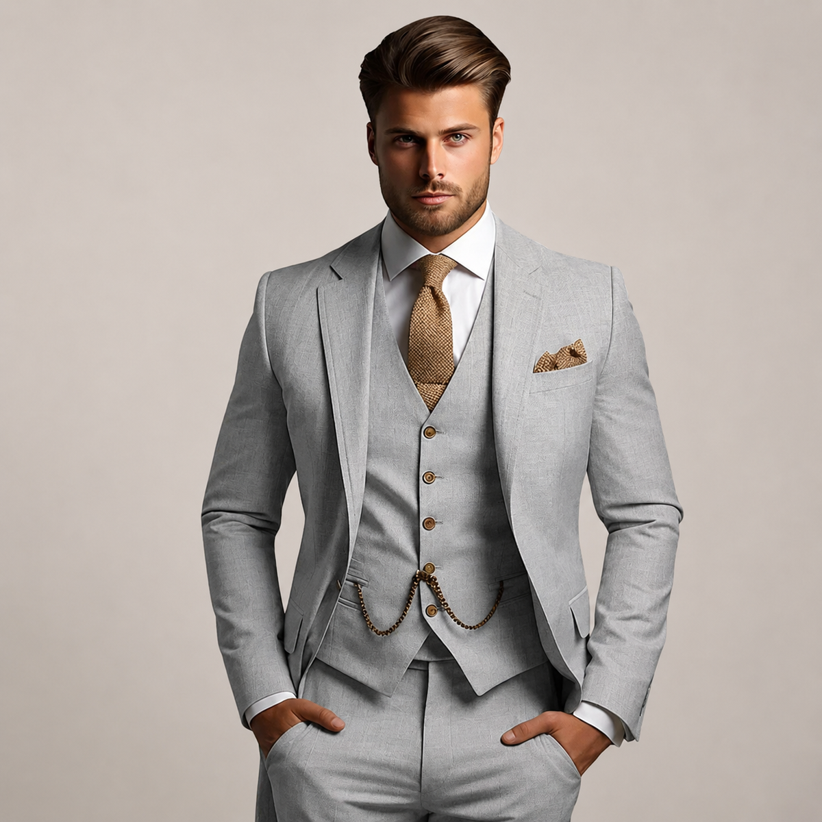 Garnitur męski trzyczęściowy damski slim fit z kamizelką - 2 - Livia-Moda