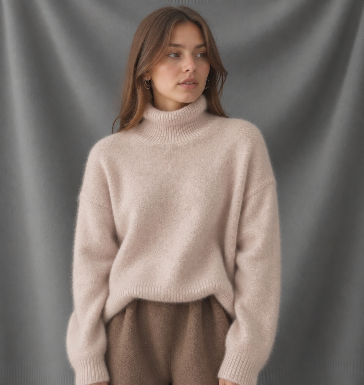 Pullover damski oversize z golfem i luźnym krojem | L&V - 7 - Livia-Moda