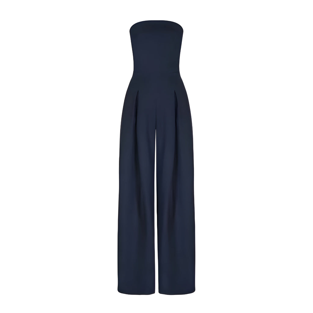 Trägerloser Jumpsuit für Damen mit weitem Bein und Taschen | J&B - 8 - Livia-Moda
