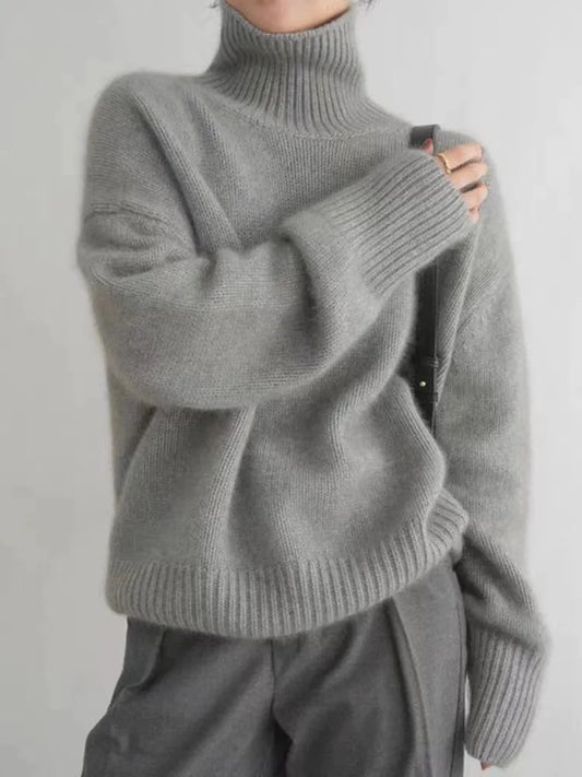 Amara - Damski sweter oversize z golfem miękki