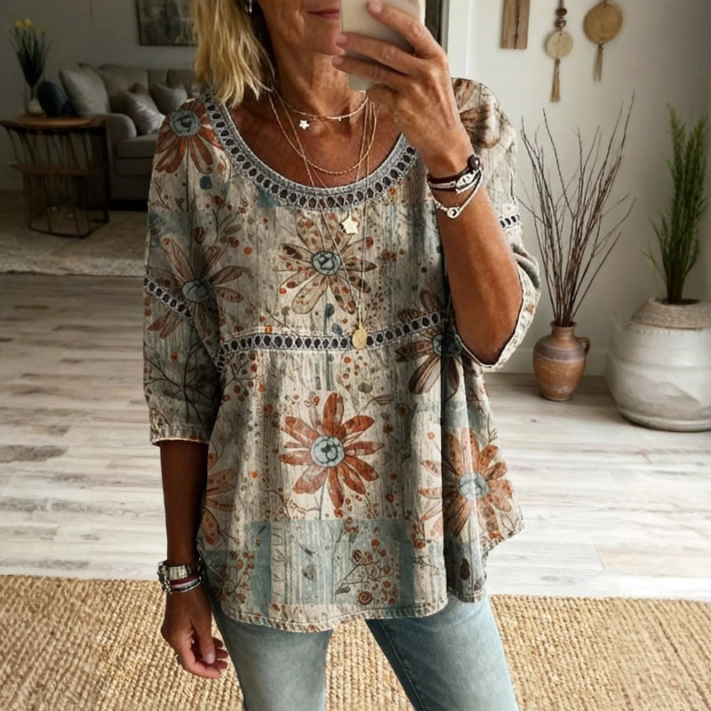 Frieda – Vintage Floral Print Blouse - Image 1