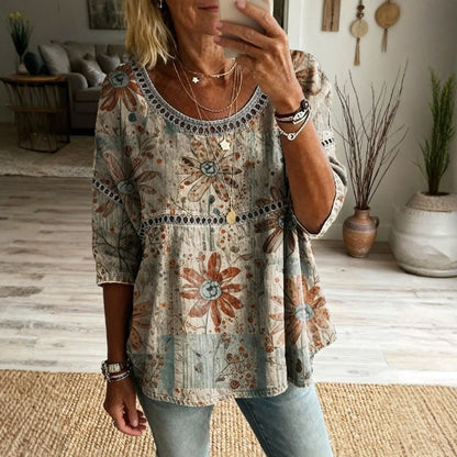 Frieda – Vintage Floral Print Blouse - Image 1