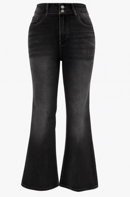 Julia – Jeansowe Spodnie Damskie z Rozszerzaną Nogawką High Waist