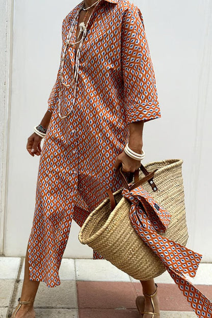 Olivia – Damska letnia sukienka midi typu polo o swobodnym kroju