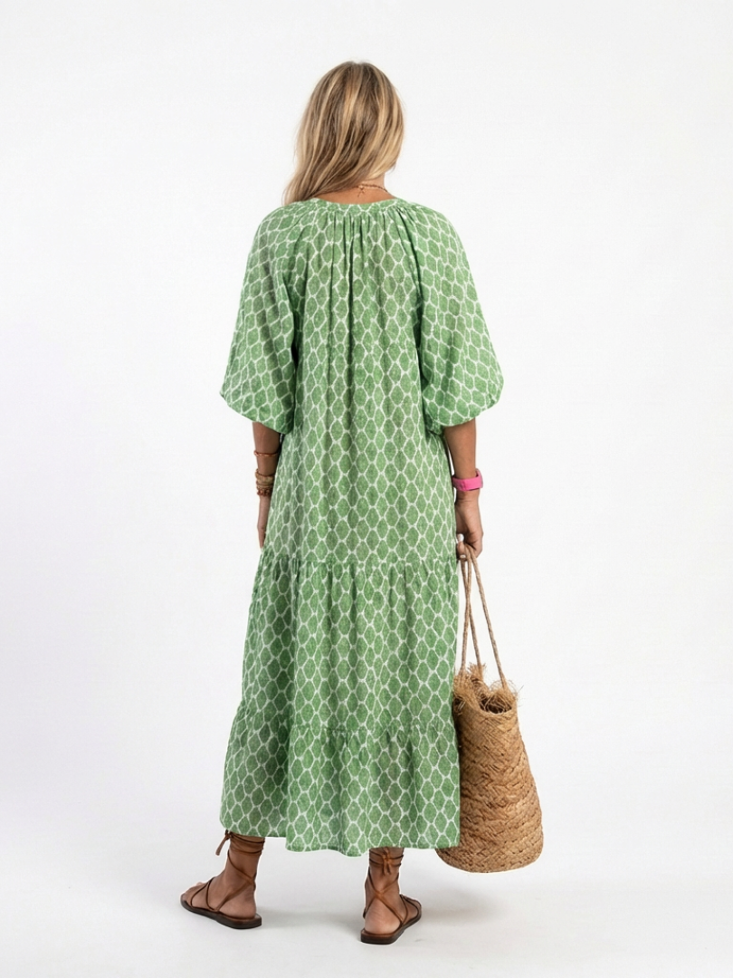 Carina – Elegant Quarter Sleeve V Neck Dress for Women - Image 4