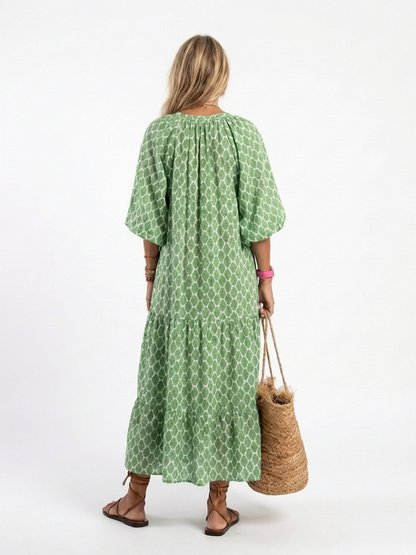 Carina – Elegant Quarter Sleeve V Neck Dress for Women - Image 4