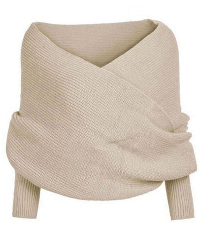 Elena – Dzianinowy Sweter Kopertowy z Długim Rękawem