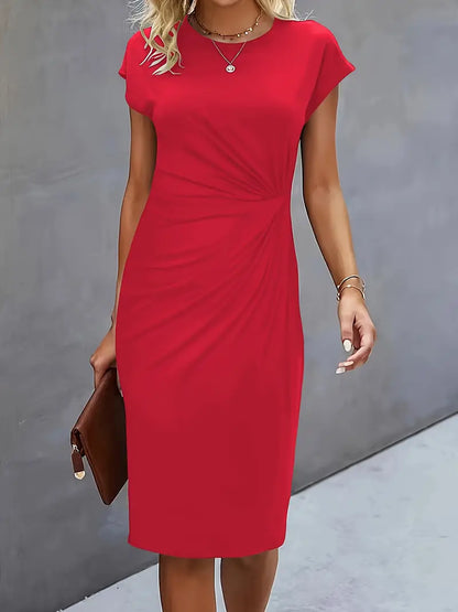 Claudia – Lniana sukienka midi o eleganckim, dopasowanym fasonie
