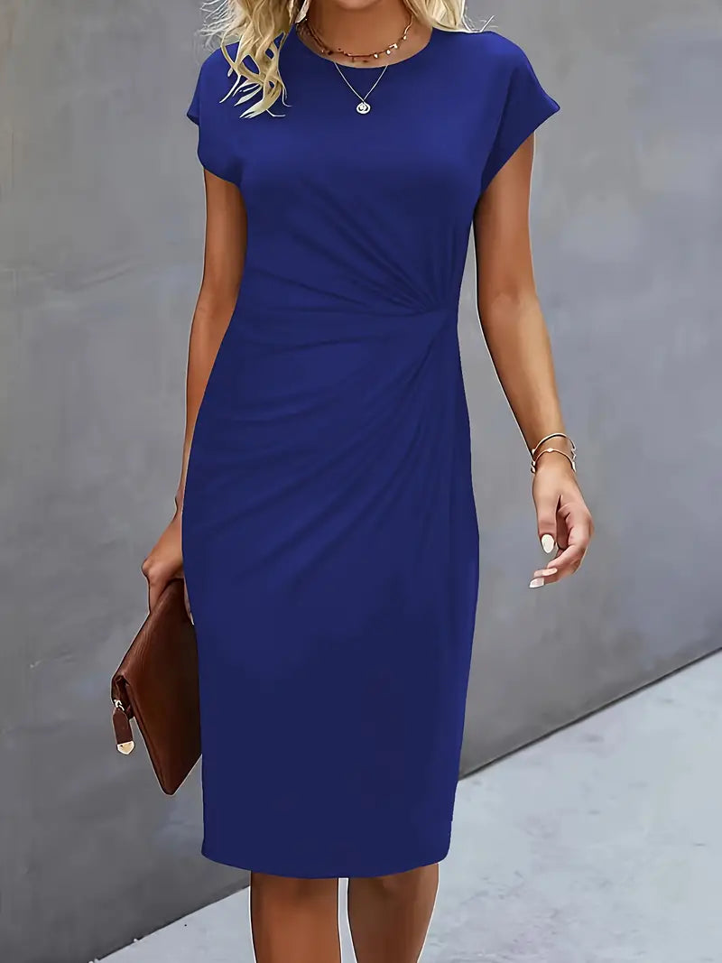 Claudia – Lniana sukienka midi o eleganckim, dopasowanym fasonie