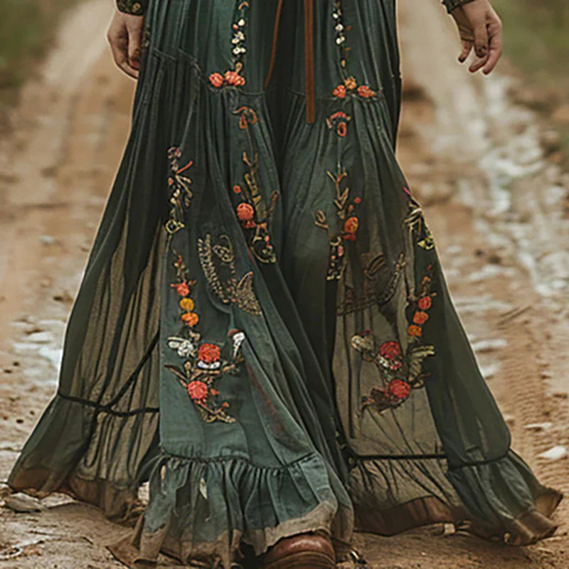 Helga – Women Bohemian Floral  Dress - Image 3