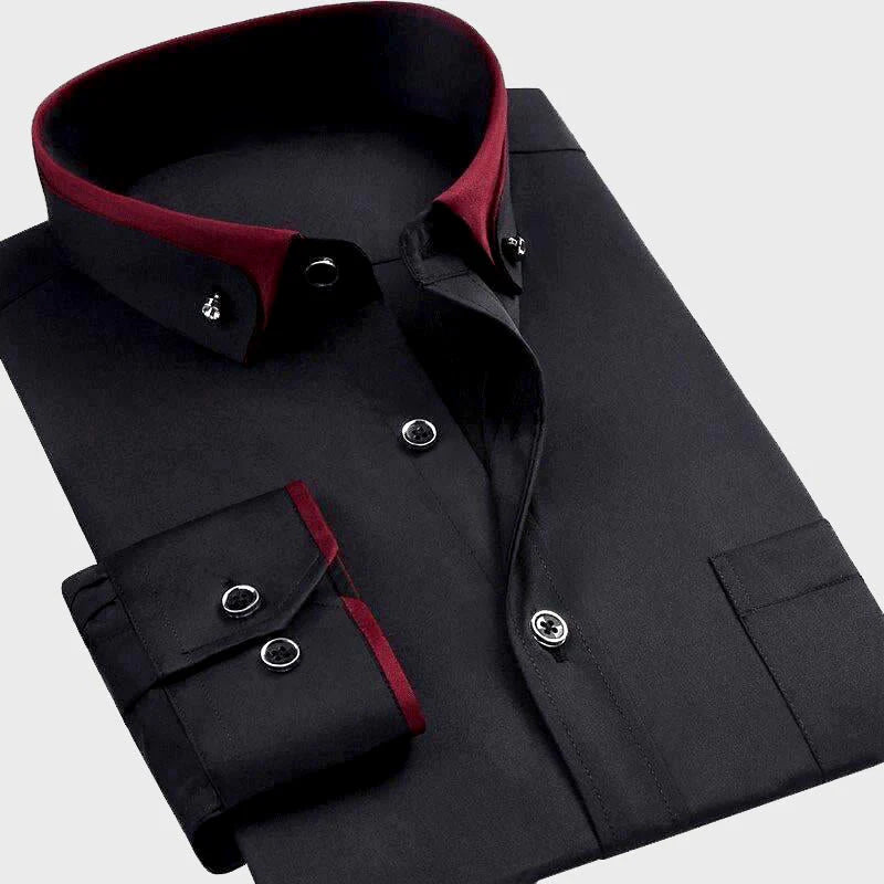 Adam – Elegancka Koszula Męska z Kontrastowym Kołnierzem