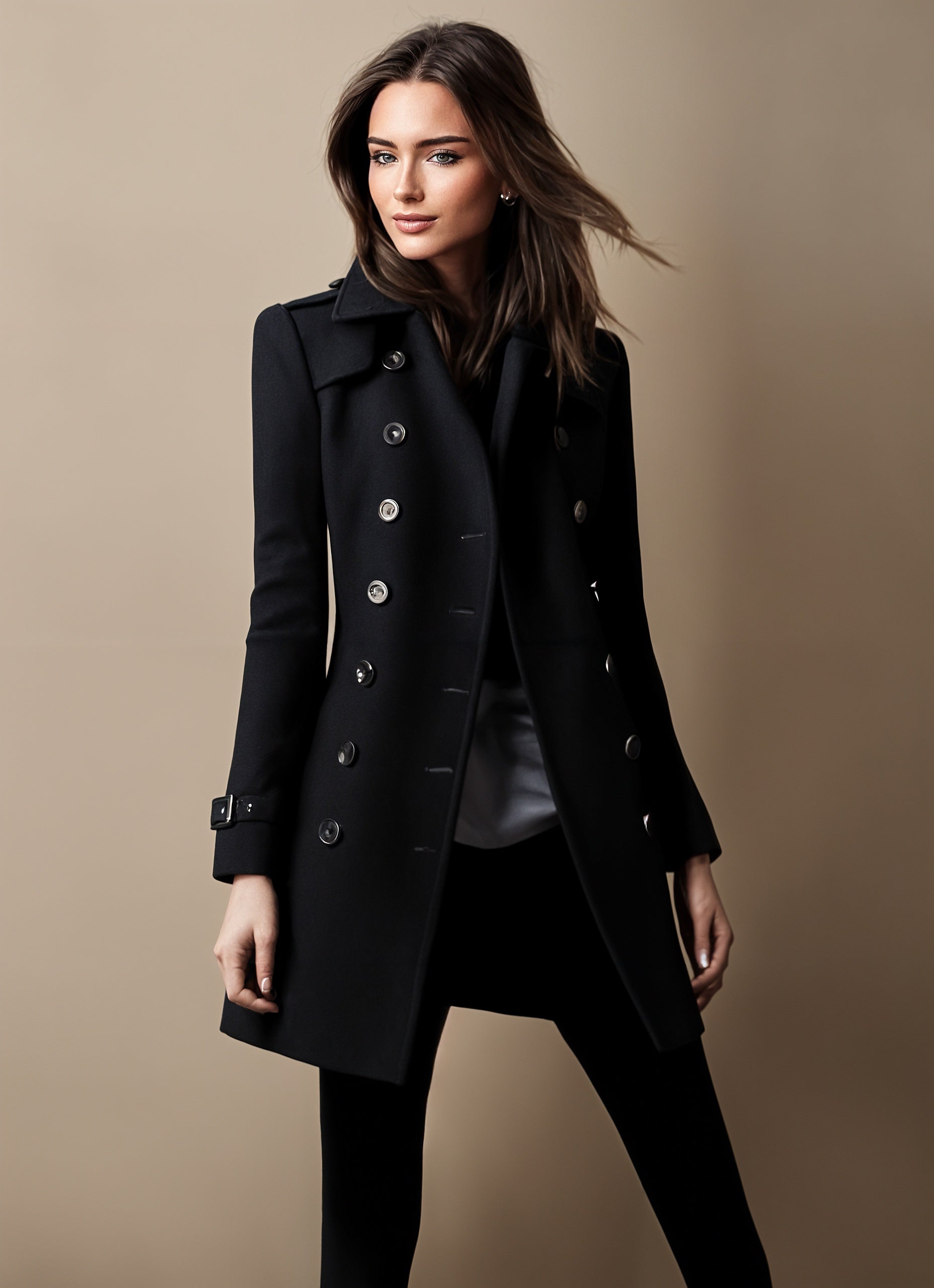 Monika – Dwurzędowy Elegancki Płaszcz