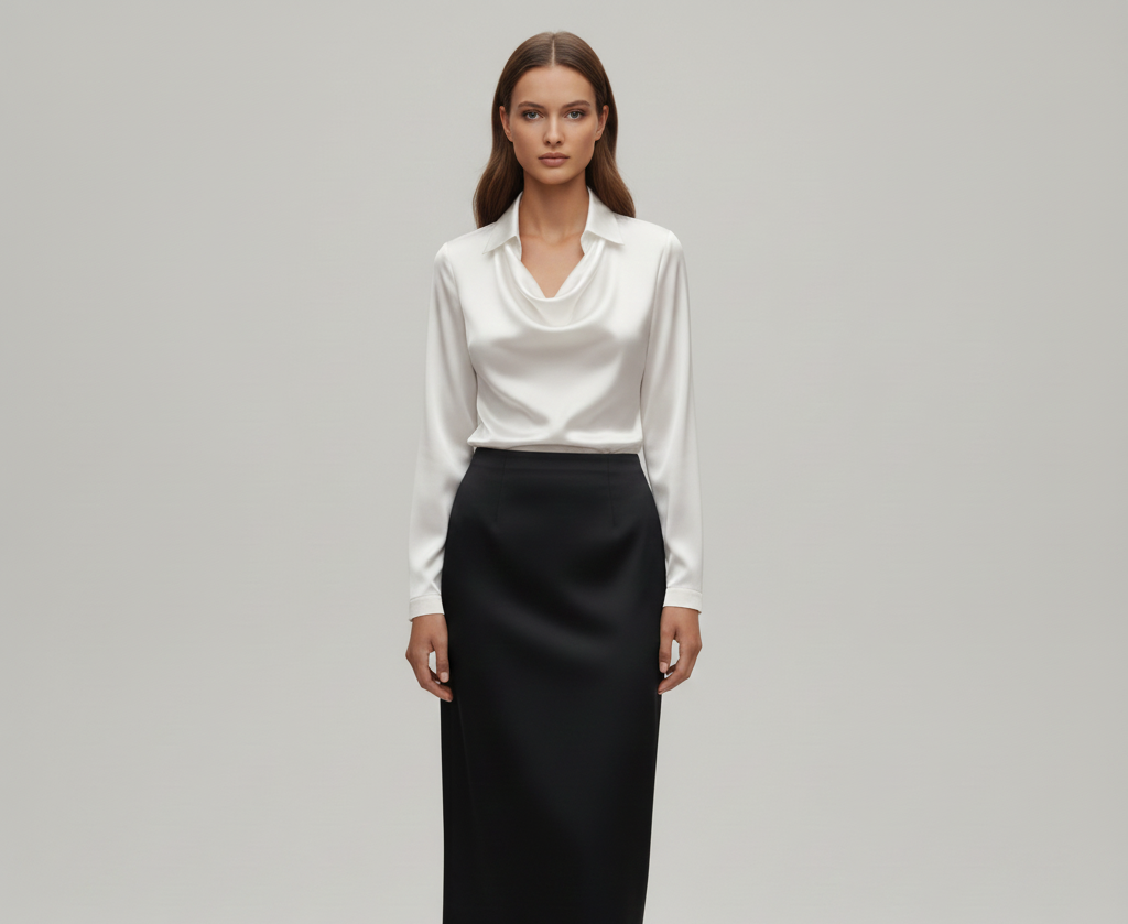 Sarah – Elegant satin blouse with soft collar for Women - Image 6
