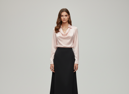 Sarah – Elegant satin blouse with soft collar for Women - Image 7