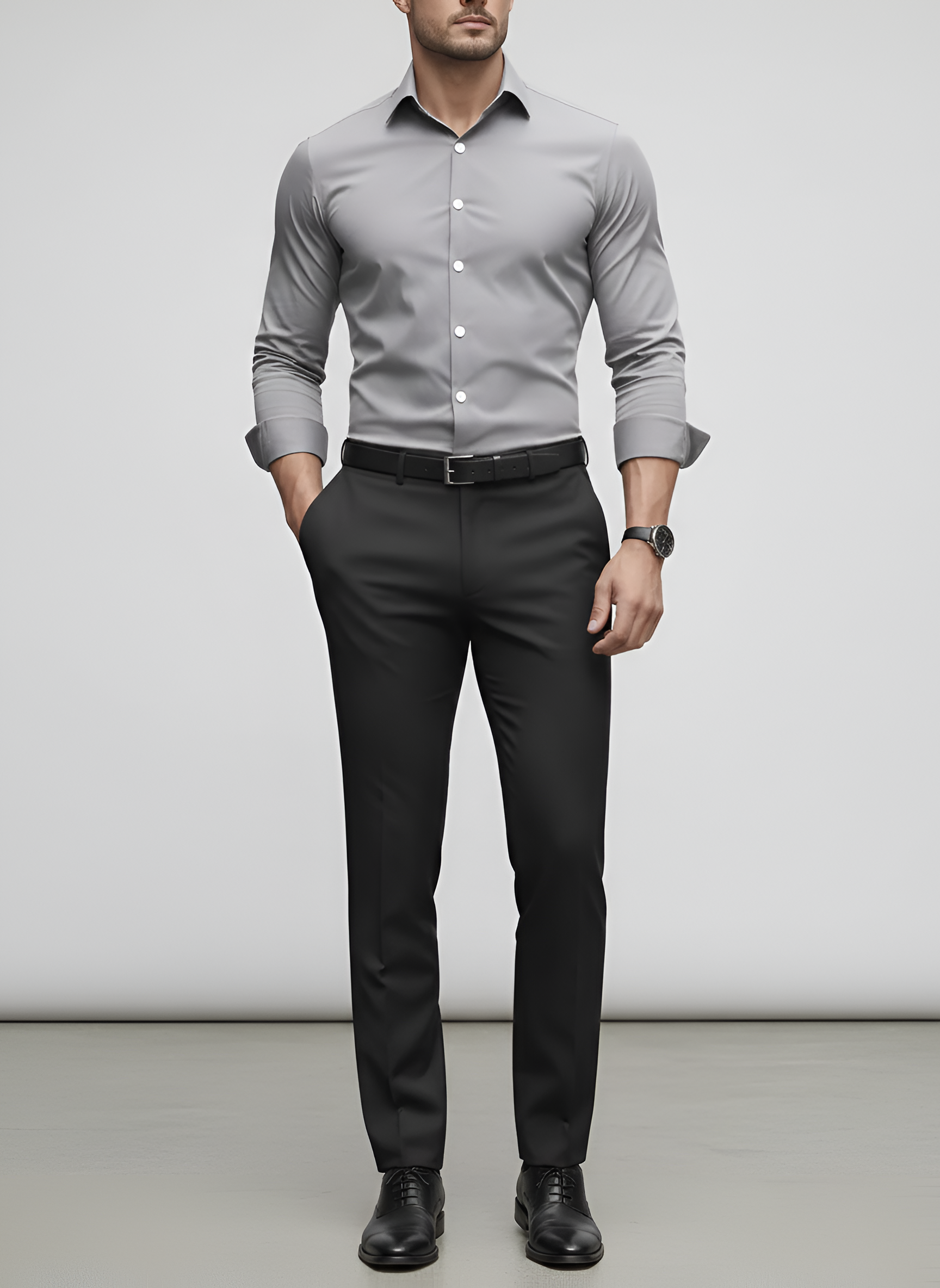 Nico – Men’s Wrinkle Free Button Up Shirt Slim Fit Long Sleeve - Image 8