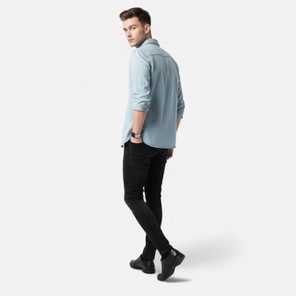 Markus – Casual Cotton Denim Long-Sleeve Shirt for Men - Image 5