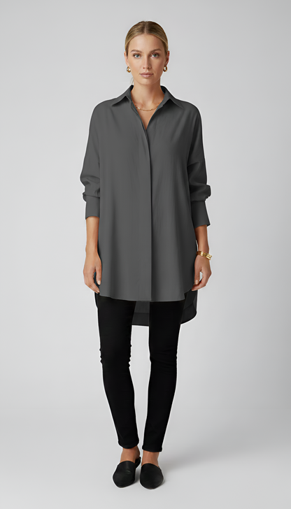 Lisa – Elegant oversized cotton shirt with classic collar for Women - Image 6