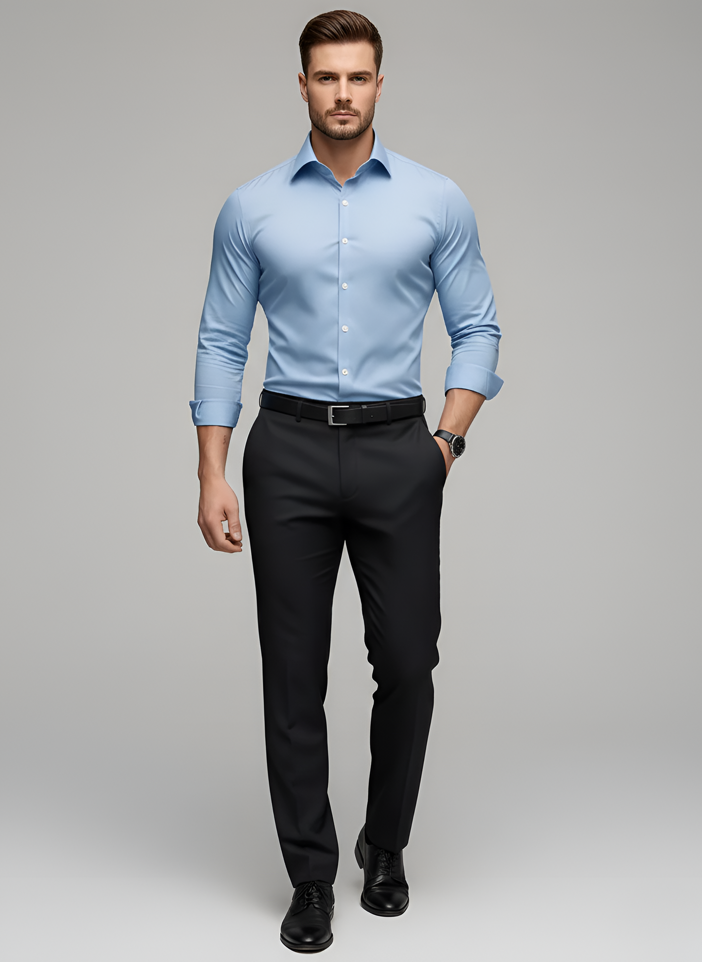 Nico – Men’s Wrinkle Free Button Up Shirt Slim Fit Long Sleeve - Image 10