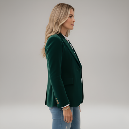 Sienna – Elegant One-Button Velvet Blazer for Women - Image 2