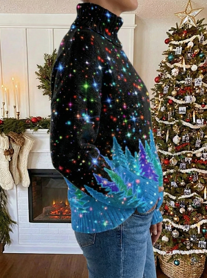 Holly – Świąteczny wzorzysty sweter damski z golfem