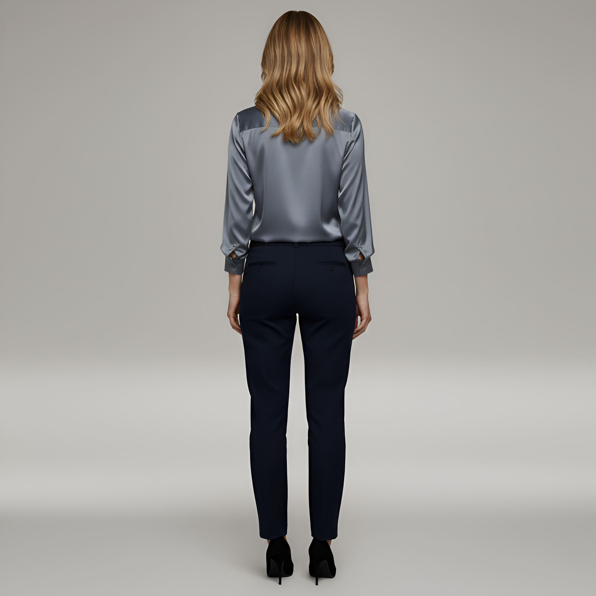 Claudia – Elegant elegant satin blouse with V-neck for Women - Image 3