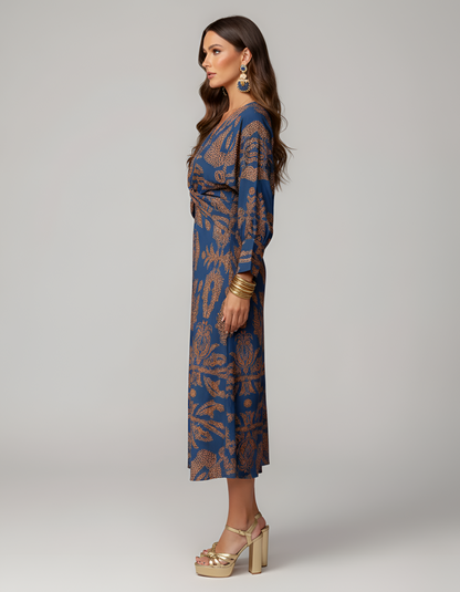 Theresa –  Long Sleeves and Front Knot Dress - Image 2