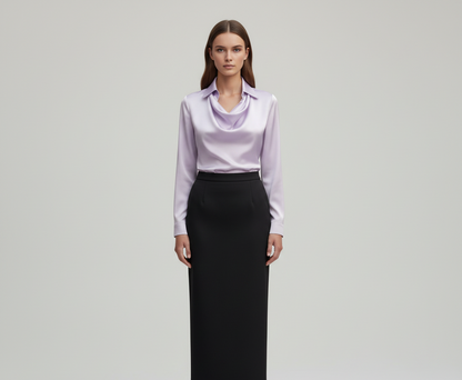 Sarah – Elegant satin blouse with soft collar for Women - Image 11