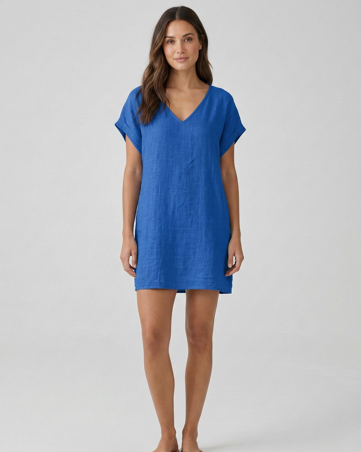 Stefanie – Short Sleeves with V-Neck Dress - Image 1