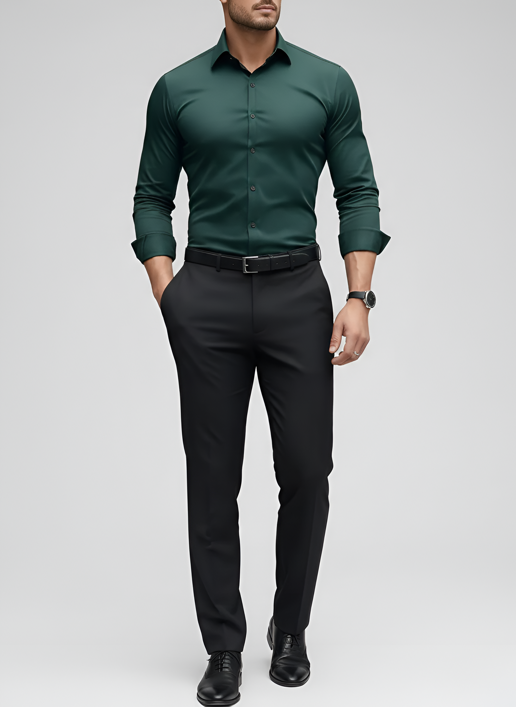Nico – Men’s Wrinkle Free Button Up Shirt Slim Fit Long Sleeve - Image 11