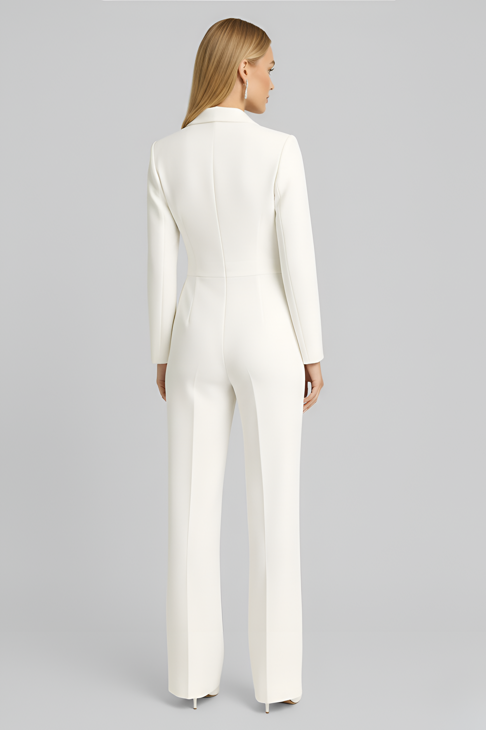 Gabriele – Women Deep Neckline and Wide Legs Jumpsuit - Image 3