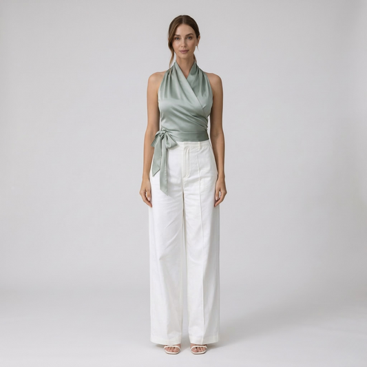 Susanne – Elegant Halter Neck Top with Belt for Women - Image 1